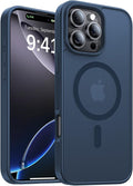 Magnetic for iPhone 16 Pro Case[Compatible with MagSafe][Military-Grade Drop Protection][Anti-Yellowing]Shockproof Protective Translucent Matte Cover for iPhone 16 Pro Phone Case,Midnight Blue