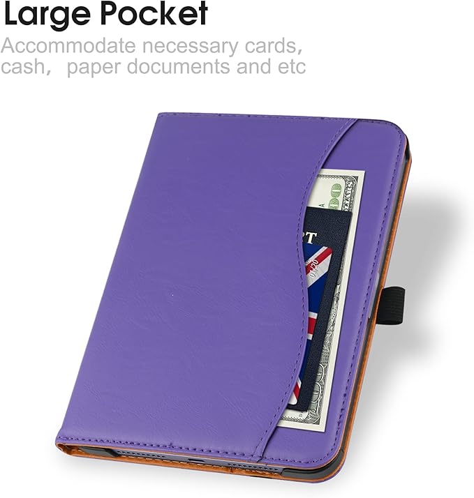 iPad mini 7 Case (A17 Pro) 2024, iPad mini 6 Case 2021, iPad mini 7th/6th Generation Case 8.3 Inch,Premium PU Leather Folio Stand Cover with Pencil Holder and Multi-Viewing Angles（Purple）