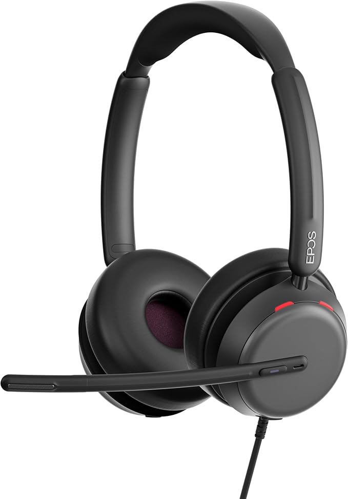 EPOS Impact 860T ANC Dual-Sided Wired Headset with Active Noise Cancellation, Microsoft Teams Certified, USB C and USB A, Super Wideband Audio, Ideal for Office Calls, Zoom, Home & Hybrid Work, Black