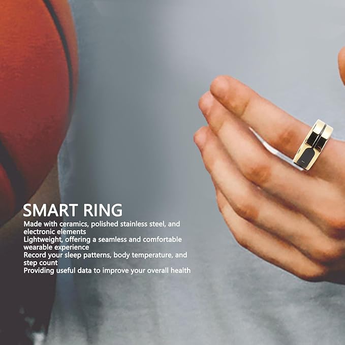 Smart Ring Health Monitor, Health Heart Rate Oximetry Sleep Exercise Monitoring Ring, Long Lasting Touch Control Health Rings for Women and Men