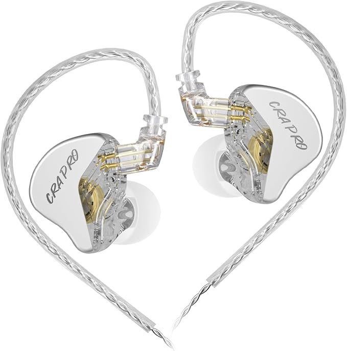 CCA CRA PRO in Ear Monitor Headphones, Ultra-Thin DLC Diaphragm Dynamic Driver Gaming Earbuds, Clear Sound & Deep Bass, IEMS for Singer Musicians Drummers DJ