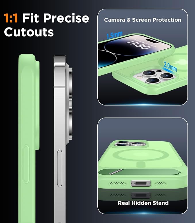 Magnetic Compatible with iPhone 14 Pro Max Case, [Built-in Invisible Kickstand][Compatible with MagSafe] [Military Grade Shockproof] Slim Translucent Matte Phone Case for iPhone 14 Pro Max 6.7"