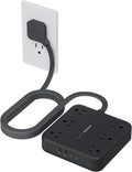 TESSAN 10Ft Black Extension Cord with Multiple Outlets, Surge Protector Power Strip with 6 Outlets and 4 USB Ports (2 USB C), 2100 Joules Protection, Flat Plug, Outlet Extender for Home, Office, Dorm