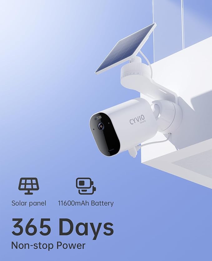 5MP Solar Security Camera Wireless Outdoor, Solar Powered Camera, Battery-Powered with Solar Panel, 11600mAh, Color Night Vision, AI Human/Vehicle Detection, 2.4G WiFi, No Monthly Fee