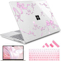 May Chen Compatible with Microsoft Surface Laptop Go 3 Go 2 Go 1 12.4 Inch Model 1943 2013 (2023 2022 2020 Release), Plastic Hard Shell Case with Screen Protector + Keyboard Cover, Pearl Bow