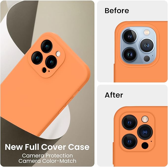 FireNova Designed for iPhone 13 Pro Max Case, Silicone [Camera Protection] Phone Case, Soft Anti-Scratch Microfiber Lining Inside, 6.7 inch, Kumquat