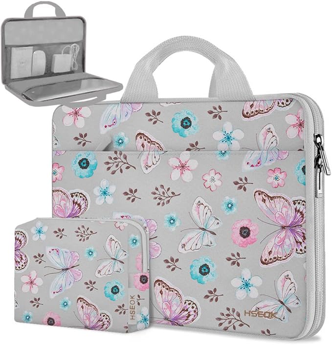 Hseok 13 14 inch Laptop Case Sleeve with Small Case,TSA Computer Handbag Compatible with MacBook Neo/Pro 14 M5/M4/M3/M2/M1,All Models 13.3" MacBook Air/Pro,XPS 13/14,Most 13-14 Notebooks,Butterfly