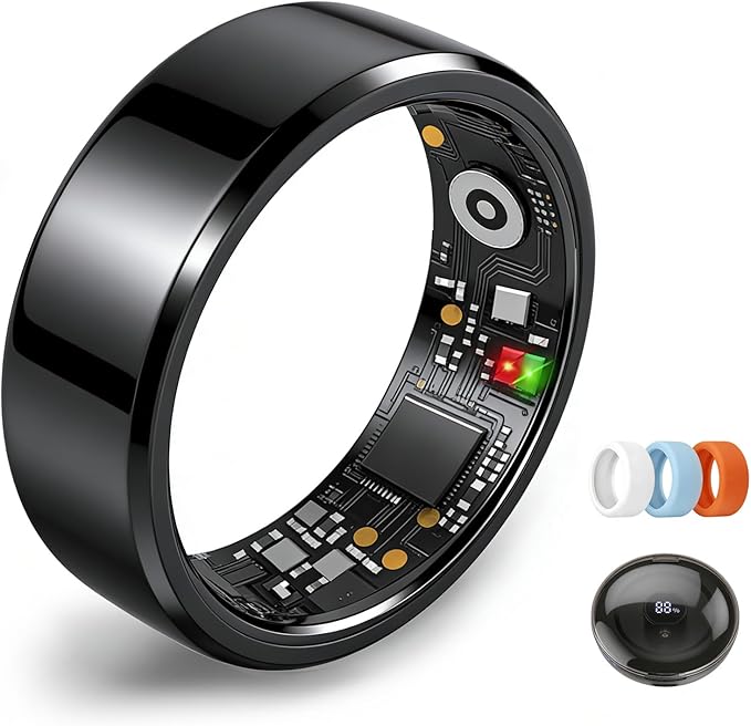 Smart Ring for Women Men,Fitness Tracker Ring,Heart Rate,Blood Oxygen,Step Tracker,Sleep Tracker,Meditation Assistance,No Subscription Fee,IP68 Waterproof Smart Ring for iphone&Android(Black 12)