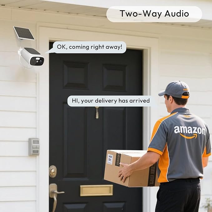 2pc 2.4G/5G WiFi Cameras for Home Security with Double Solar Panels, 2K Solar Security Cameras Wireless Outdoor, Color Night Vision , 2-Way Talk, Spotlight, Siren,IP66, Cloud/SD, AI Detection, W/Alexa