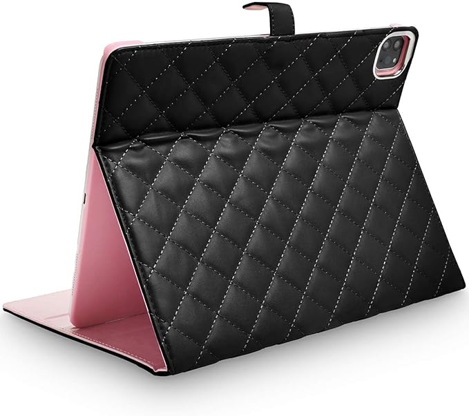 Changjia for iPad Air 11 Inch Case M4 (2026)/M3 (2025)/M2 (2024), iPad Air 5th/4th Gen 10.9" (2022/2020) with Pencil Holder,Girly Cute Crown Diamond Elegant Auto Sleep/Wake Stand Protective Case,Black