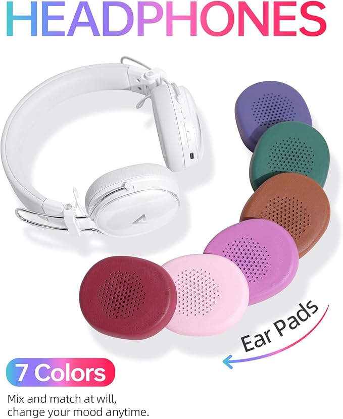 ACEFAST H7 Noise Cancelling Headphones, Wireless Over Ear Headphones, Headsets for Women with 7 Color Ear Pads, 60H Playtime, Bluetooth 5.4, Deep Bass, Ultra-Light for Travel, Home, and Office