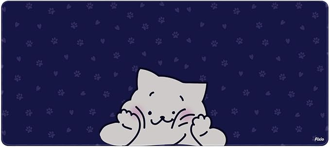 Pixio Mouse Pads - 36 x 16 inch XXL Squishy Cat Blue Multifunctional Large Desk Mats for Gaming, Office, Desktop Anti-Slip Waterproof Washable Computer Mouse Mat