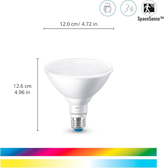 WiZ Connected 120W PAR38 Color LED Light Bulb - Connects to Your Wi-Fi - E26 Smart Bulb - Control with Voice or App + Activate with Motion - Matter Compatible - 1 Pack