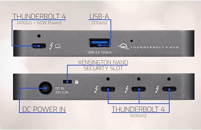 OWC Thunderbolt HUB with 4 X Thunderbolt 4 and 1 X USB-A