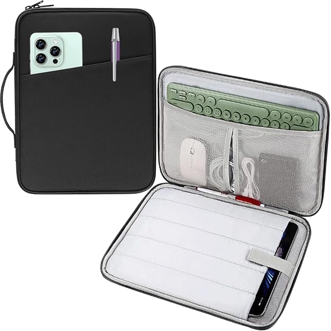CAAORDKSO 9-11 Inch Tablet Sleeve Travel Tablet Case for 11 inch iPad A16, 10.5" 11 inch iPad Air/Pro, 9.7" 10.2" 10.9" iPad, Samsung Galaxy Tab A9+ Plus 11”/S8/S9, Amazon Fire HD 10 tablet Bag, Black