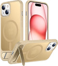 Magnetic Compatible with iPhone 15 Case, [Built-in Invisible Kickstand][Compatible with MagSafe] [Military Grade Shockproof] Slim Translucent Matte Phone Case for iPhone 15 6.1"-Light Brown