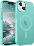 SUPFINE Magnetic for iPhone 15 Plus Case & iPhone 14 Plus Case(Compatible with MagSafe)(Military Grade Drop Protection) Slim Translucent Shockproof with Anti-Fingerprint Phone Case,Blue Green