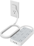 TESSAN Power Strip Surge Protector, 6FT Flat Plug Extension Cord with 8 Outlets 3 USB Charger(1 USB C), 1080 Joules Protection, 1875W 15A, Wall Mountable Charging Station for Home Office Dorm, Gray