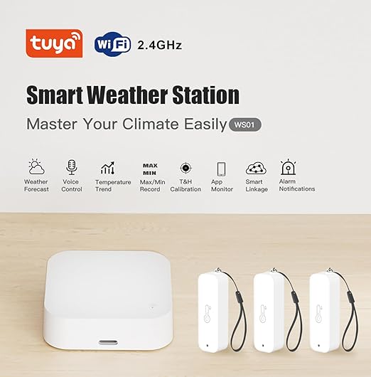 WiFi Hygrometer Thermometer Indoor Outdoor: Smart Temperature and Humidity Sensor with App Notification and Data Storage, 150m Range, Compatible with Alexa, 3 Sensors +1 Base Station