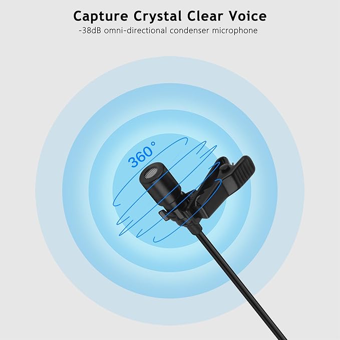 USB C Lavalier Microphone, Omni Condenser Clip-on Mic for iPhone 17/16/15, Samsung, Google, Oneplus, with USB-A for Computer & Laptop, 6.6FT, External Lapel Mic for Youtube, Interview & Podcast