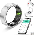 Smart Health Ring for Women Men Fitness Tracke IP68 Waterproof Fitness Ring with Heart Rate/Blood Pressure/Blood Oxygen/Sleep Tracker/Step/Calories for iOS and Android,No Subscription Fee,Silver 14