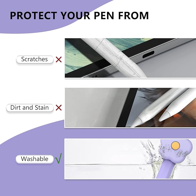 Silicone Case Compatible with Apple Pencil 2nd Generation, Pro - Cute Protective Cover Compatible with Apple Pen 2, Pencil Sleeve for ipad Pencil 2nd Gen, Shockproof Skin for iPad Pen (Purple)