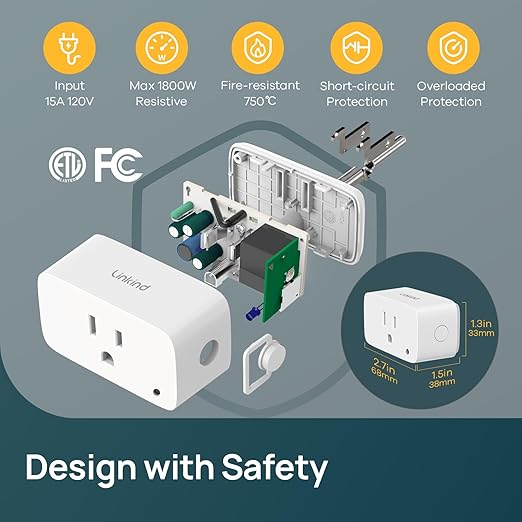 Linkind Matter Smart Plug 4 Pack, Night Lights Plug into Wall, Work with Alexa, Apple Home, Google, Timer Outlet 15A/1800W, ETL Certified, 2.4G WiFi, Dusk to Dawn 2700K, for Hallway, Bathroom, Kids