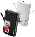 Miady 2-Pack Small Portable Charger UL Listed, 5000mAh Slim Power Bank Built-in 2 Cables Lightweight Travel Battery Pack 3 Outputs 2 Inputs Compatible with iPhone 17/16/15/14/13 Galaxy S24/S22 etc