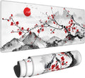 Watercolor Cherry Blossom Mouse Pad 31.5x11.8 Inch Pink Full Desk Japanese Sakura Mousepad Extended Large Non-Slip Rubber Base Waterproof Big Keyboard Mat with Stitched Edges for Gaming and Office