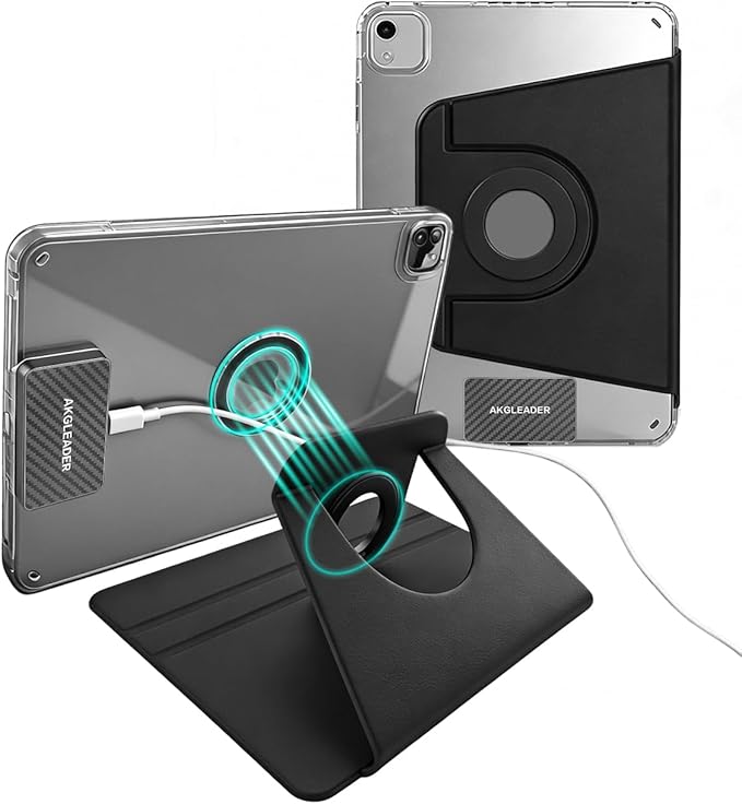 Magnetic Case for iPad Air M3/M2 13 Inch & iPad Pro 12.9 (3-6th Gen) 2022/2021/2020/2018, Protective Cover with Removable Degree Rotating Slim Hold Stand, Black