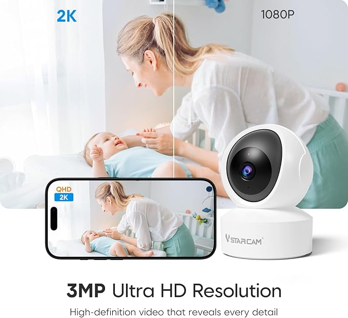VSTARCAM 3MP Pet Camera Indoor with Phone App, 360° Indoor Security Camera with Color Night Vision, Motion Detection & 2-Way Audio, 24/7 SD & Cloud Storage 02