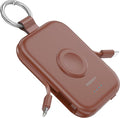 RORRY Portable Charger, 5000mAh Portable Charger Power Bank with Built-in Cables, Travel Keychain Battery Pack for Apple Watch Ultra/11/10/9/8/7/6/SE, iPhone Air/17/16/15/14/13/12, Cinnamon Clay