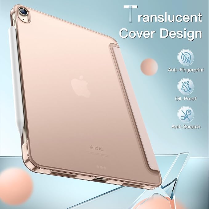 JETech Case ONLY for iPad Air 11-Inch M4/M3/M2 (2026/2025/2024), iPad Air 5/4 (2022/2020 5th/4th Generation 10.9-Inch), Slim Stand Hard Back Shell Cover with Auto Wake/Sleep (Rose Gold)
