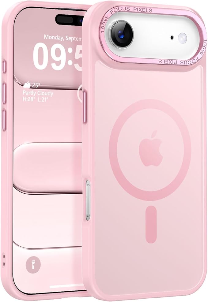 Newfuture Magnetic for iPhone Air Case [Compatible with Magsafe] [Military Grade Drop Protection] Translucent Matte Anti-Scratch Shockproof Protective Phone Cover 6.5 Inch, Tender Pink
