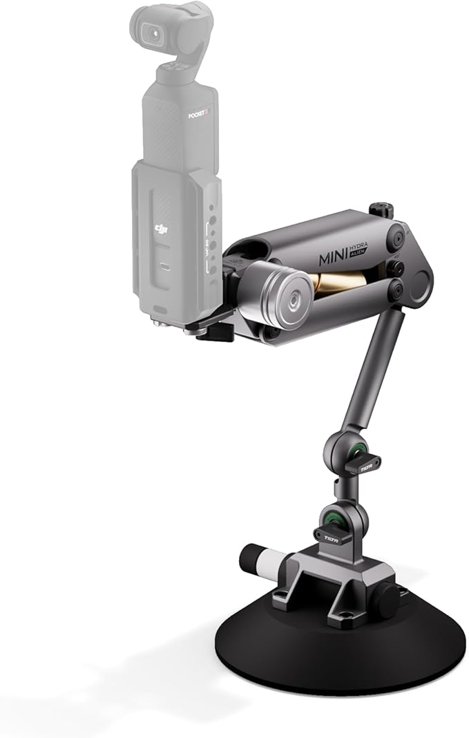 Tilta Hydra Alien Mini Regular Suction Cup Kit - Titanium Gray | Compatible with DJI Pocket 3/4, and Other Action cams/Smartphones | Hydraulic Damping | Adjustable Arm | Shock Absorbers