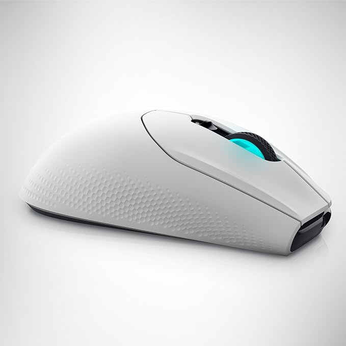 Alienware Wireless Gaming Mouse AW620M - Wireless/Wired, 1 x USB - 4 pin USB Type A, 26000 dpi, 3.52oz (99g) Weight, 7 Buttons, Non-Slip Grip, up to 140 Hours of Gaming - Lunar Light