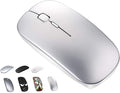 Bluetooth Wireless Mouse for MacBook Air Mac Pro Laptop Computer iPad Pad PC Laser Optical Rechargeable Mini Slim Silent Mouse Widely Used Desktop Hp iMac (Silver)