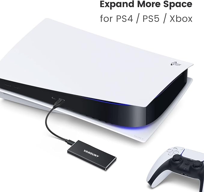 Vansuny 2TB Portable External SSD, USB 3.1 Gen2 Up to 500MB/s Solid State Drive, Metal USB C Mini Portable External Hard Drive for PC, Laptop, Phones and More