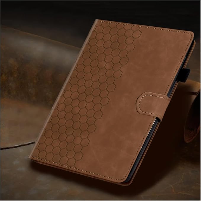 DTangLsm for iPad A16 Case Leather iPad 11th Generation Case 11-inch 2025, iPad 10th Generation Case 10.9-inch 2022, Smart Folio Stand Cover 10th Gen iPad Case with Pencil Holder, Honeycomb Brown