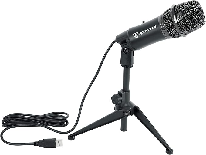 Rockville Z-Stream USB Condenser Microphone, 14mm Cartridge, Plug-and-Play, Omnidirectional, Noise Filter, Adjustable Sensitivity, for Podcasting, Gaming, YouTube