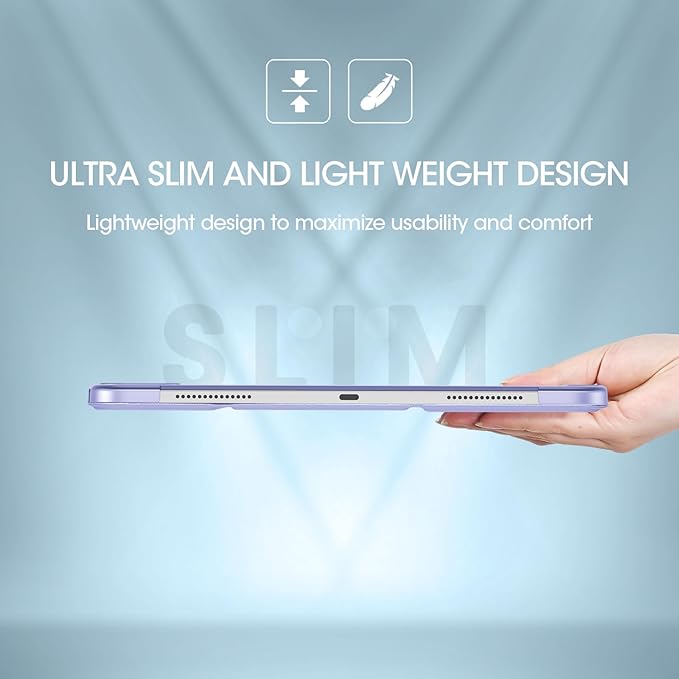 ProCase for iPad Pro 13 Inch Case M5 2025/ M4 2024, Smart Cover iPad Pro M5 M4 Case 13 Inch, Slim Stand Translucent Hard Shell Back, Supports Touch ID, Auto Wake/Sleep -Lightpurple