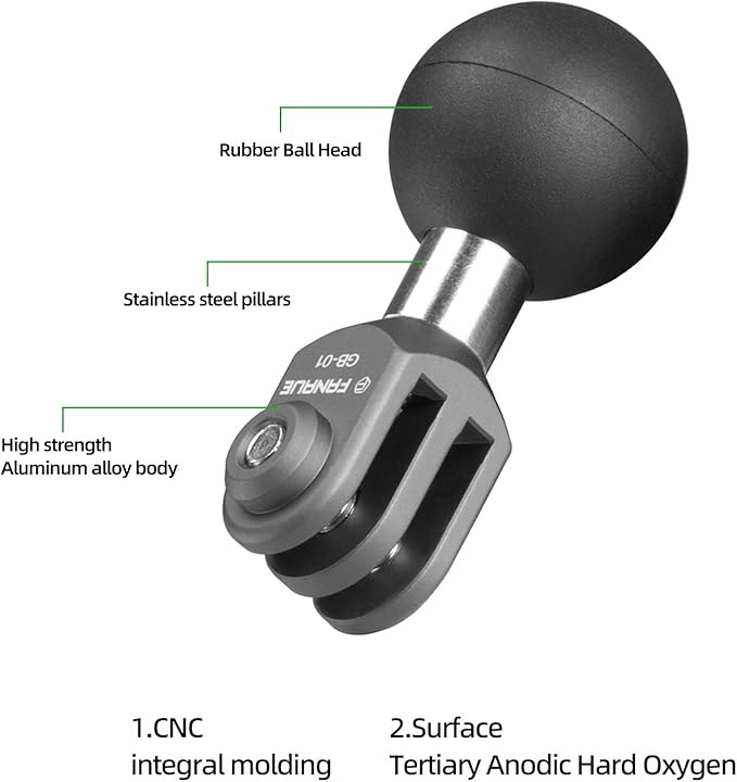 FANAUE GB-01 Action Camera Universal Ball Adapter Interface 1" Ball Assembly,Compatible with GOPRO Hero 9/10/11 and Other Brands of Action Cameras