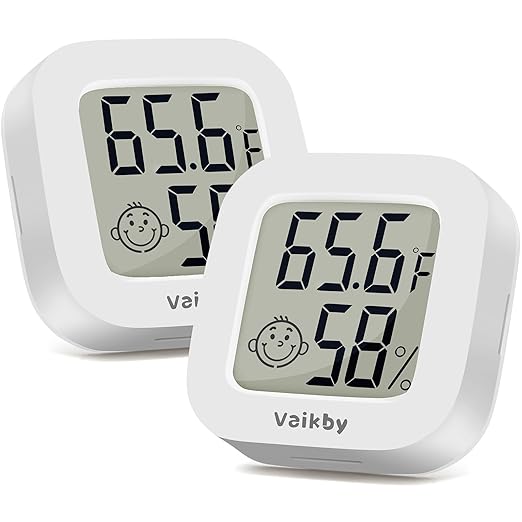 Vaikby Indoor Thermometer 2Pack, Humidity Gauge Meter Digital Hygrometer Room Thermometer for Home, Hight Accurate Temperature and Humidity Monitor, Large LCD Display Fahrenheit or Celsius