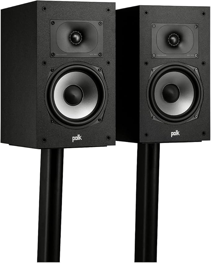 Polk Monitor XT20 Pair of Bookshelf or Surround Sound Speakers - Hi-Res Audio Certified, Dolby Atmos & DTS:X Compatible, 1" Terylene Tweeter & 6.5" Dynamically Balanced Woofer (Pair, Midnight Black)
