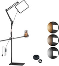 Selfie Light with Stand and Cell Phone Holder, 12" Led Panel Lamp Tripod with Adjustable Arm, 2800-7000K Color Temperature for Photoshoot, Video Recording, Streaming, Vlog, YouTube, TikTok