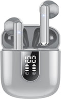 Jesebang Wireless Earbuds, Bluetooth 5.4 Headphones HiFi Stereo, Bluetooth Earbuds with ENC Noise Cancelling Mic, 36H LED Display Ear Buds, IPX7 in Ear Earphones for Phone Tablet Laptop Sports, Grey