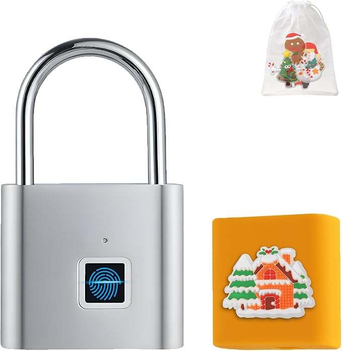 UMIKSMART Fingerprint Padlock, Keyless Fingerprint Padlock with USB Charging, Smart Keyless Padlock for School Locker, Gym Locker, Backpack and Travel Bag, Gift for Kids, Teens and Friends