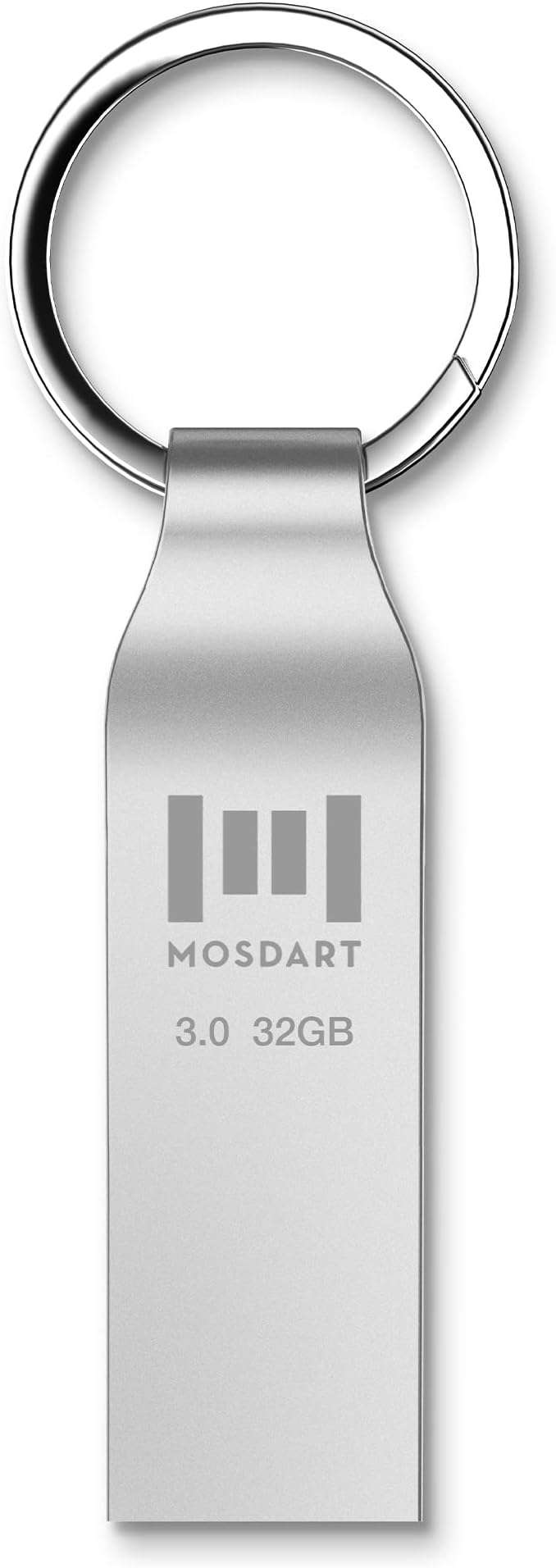 MOSDART 32GB Waterproof USB3.0 Flash Drive, Speed Up to 90MB/S, FAT32 Metal Memory Stick with Keychain, for System Back, Data Storage, Silver