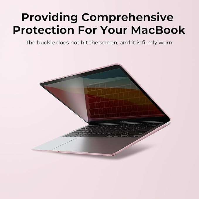 EooCoo Hard Case Compatible with MacBook Air 13.3 inch M1 Chip 2021-2018 with Retina Display, Air 13.3 inch Plastic Protective Case + Transparant Keyboard Cover + Screen Protector, Crystal Pink