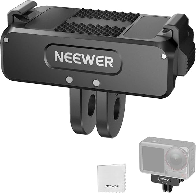 NEEWER Upgraded Quick Release Magnetic Mount Adapter Compatible with DJI Osmo Action 5 Pro/4/3, Action Camera Mount Vlogging Accessories with 1/4" Thread & Cleaning Cloth, AC011